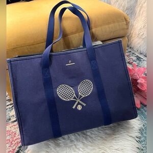 Spartina 449 Navy Canvas Tennis Tote Carry-All